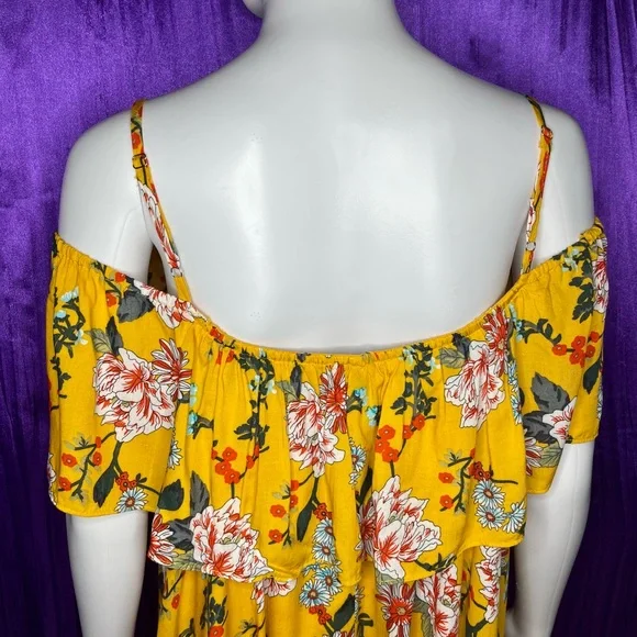 NWT GiGi JAPNA L XL RAYON LIGHTWEIGHT DRESS STRAPS with COLD SHOULDERS MUSTARD - Picture 4 of 13